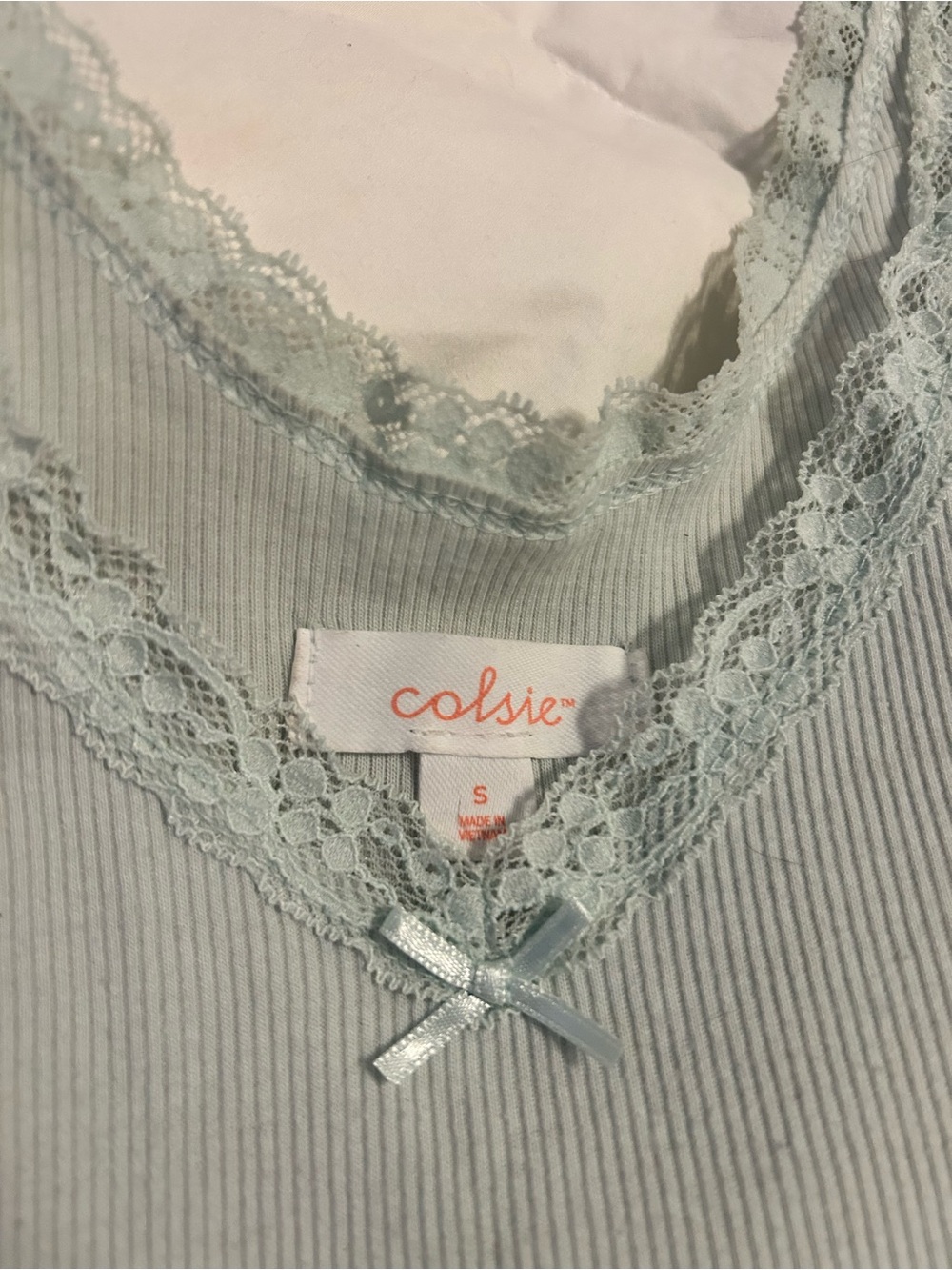Colsie Light Blue Lace-Trim Ribbed Camisole